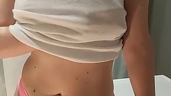 A Blonde Woman Pleasures Herself In The Bathroom And Ejaculates